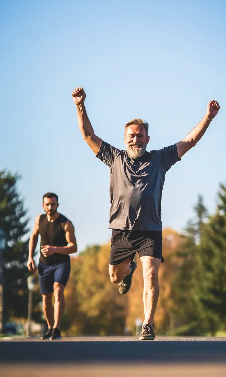 Two men jogging outdoors